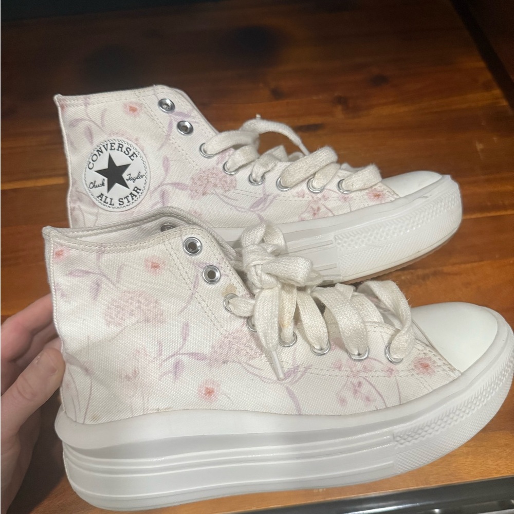 Converse Women's High-Top Sneakers - White and Pink Floral